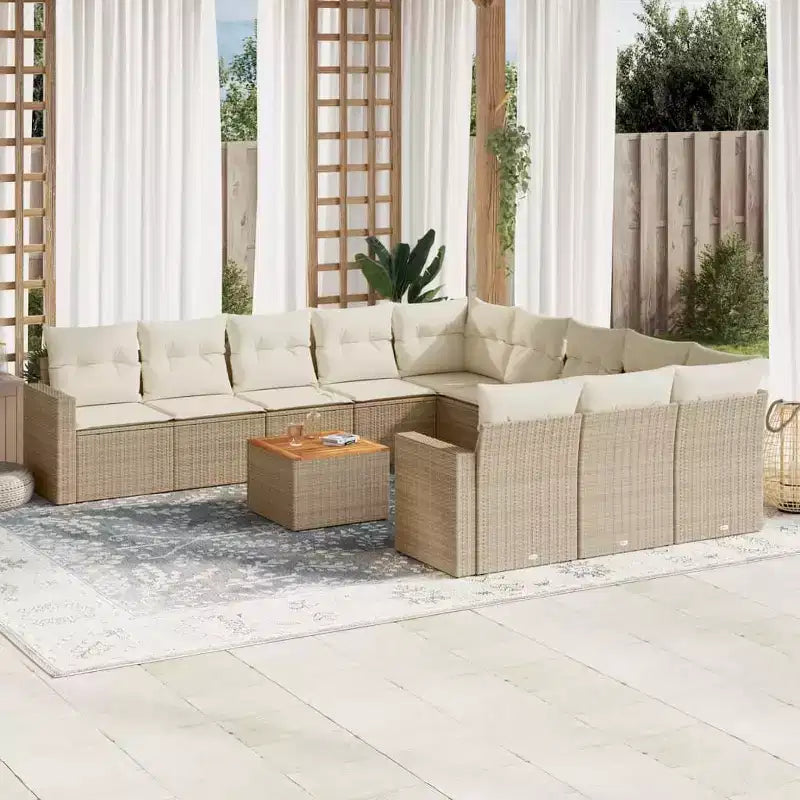 vidaXL Juego de Sofás de Jardín con Cojines Muebles de Exterior 12 Piezas Ratán Sintético