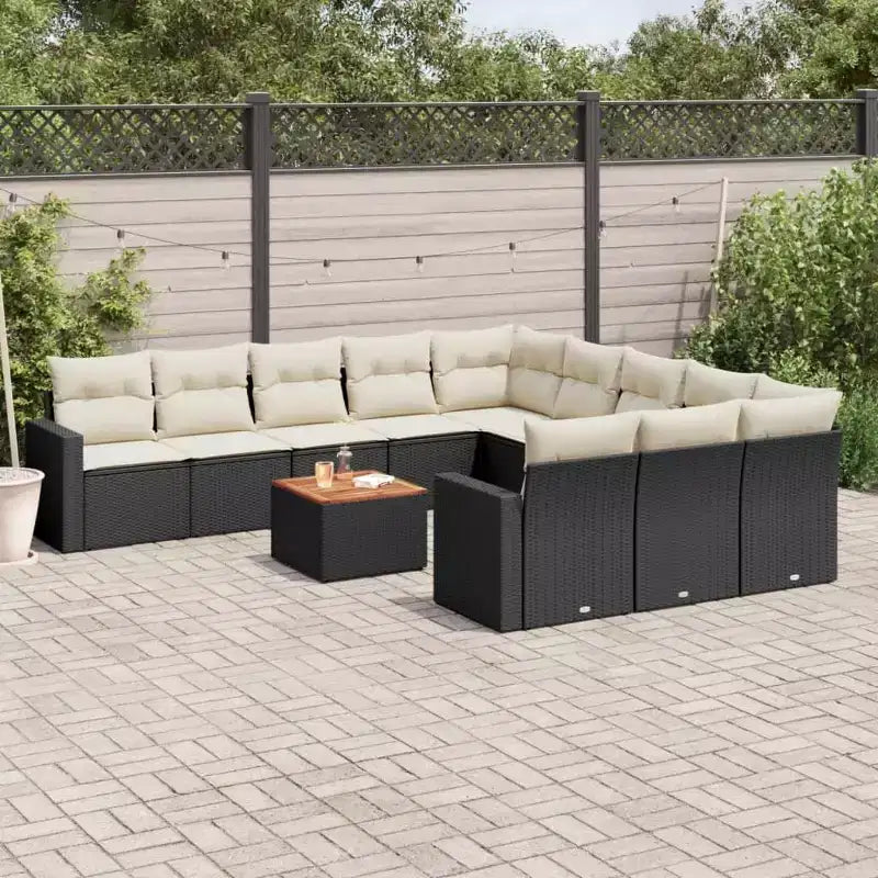 vidaXL Juego de Sofás de Jardín con Cojines Muebles de Exterior 12 Piezas Ratán Sintético