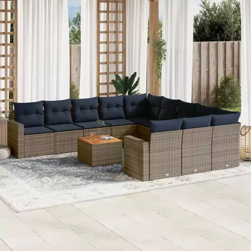 vidaXL Juego de Sofás de Jardín con Cojines Muebles de Exterior 12 Piezas Ratán Sintético