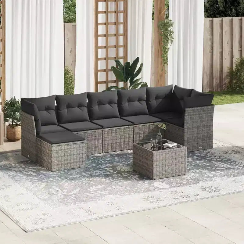 vidaXL 8 Piece Patio Sofa Set with Cushions Poly Rattan - Choose Color and Model