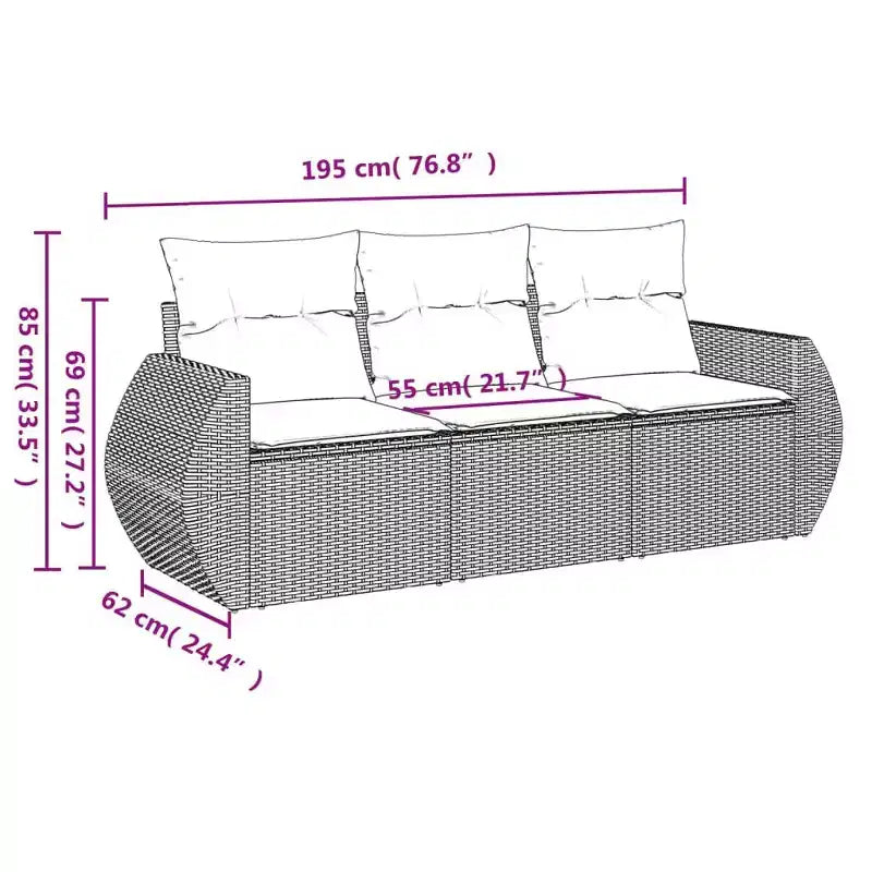vidaXL 4 Piece Patio Sofa Set with Cushions Poly Rattan - Black and Cream, Brown and Cream, Gray, Beige and Cream - With Table, Without Table