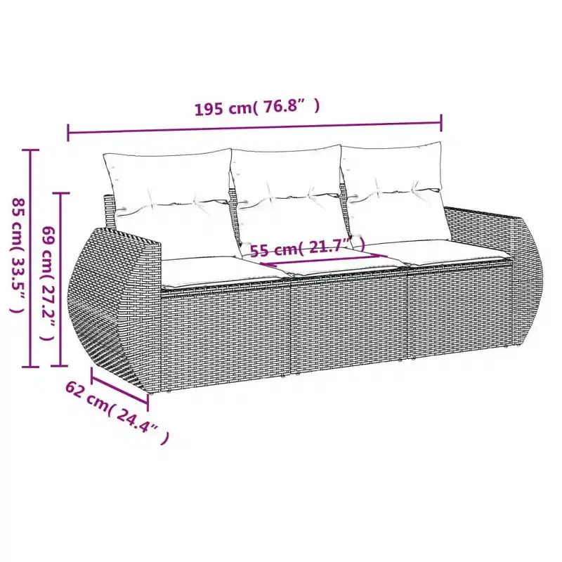 vidaXL 4 Piece Patio Sofa Set with Cushions Poly Rattan - Black and Cream, Brown and Cream, Gray, Beige and Cream - With Table, Without Table