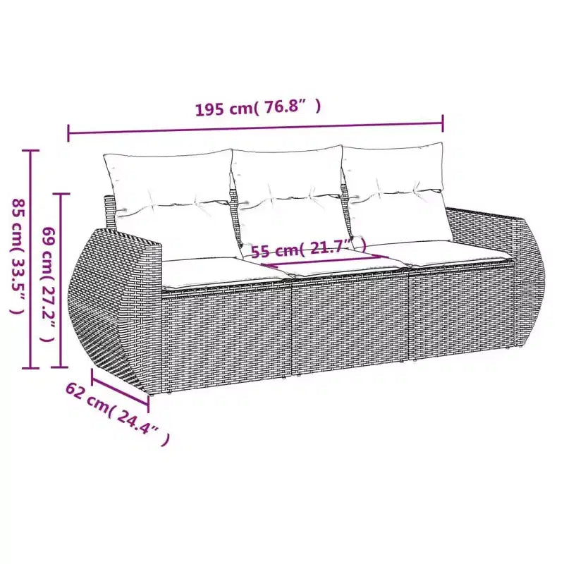 vidaXL 4 Piece Patio Sofa Set with Cushions Poly Rattan - Black and Cream, Brown and Cream, Gray, Beige and Cream - With Table, Without Table
