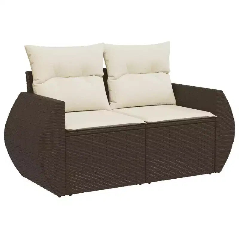 vidaXL 4 Piece Patio Sofa Set with Cushions Poly Rattan - Black and Cream, Brown and Cream, Gray, Beige and Cream - With Table, Without Table