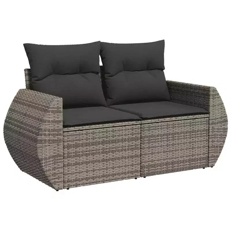vidaXL 4 Piece Patio Sofa Set with Cushions Poly Rattan - Black and Cream, Brown and Cream, Gray, Beige and Cream - With Table, Without Table
