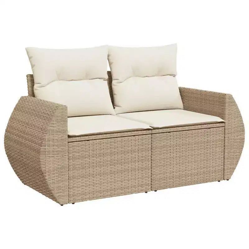 vidaXL 4 Piece Patio Sofa Set with Cushions Poly Rattan - Black and Cream, Brown and Cream, Gray, Beige and Cream - With Table, Without Table