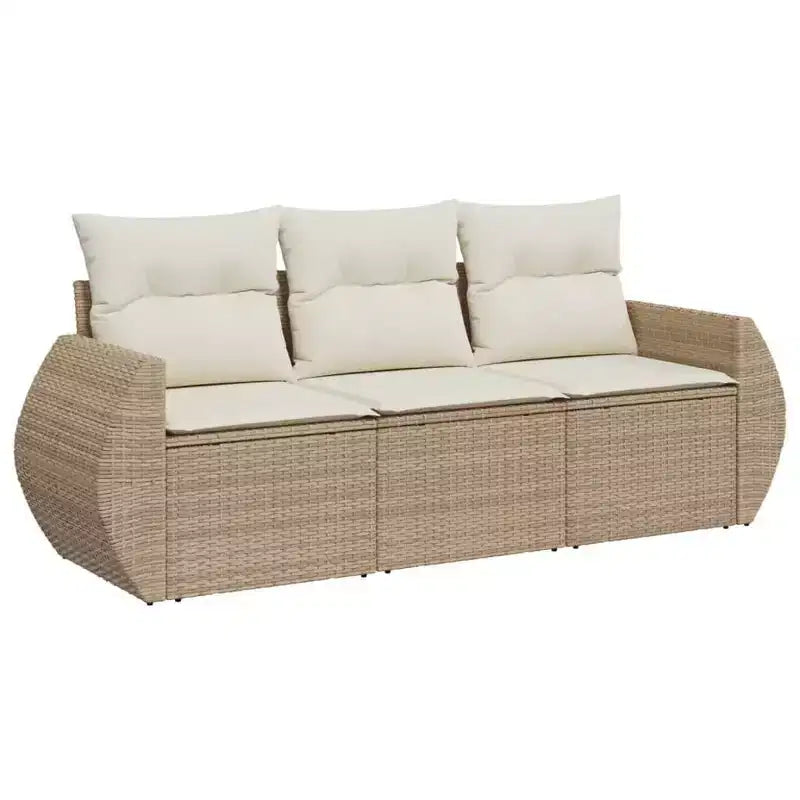 vidaXL 4 Piece Patio Sofa Set with Cushions Poly Rattan - Black and Cream, Brown and Cream, Gray, Beige and Cream - With Table, Without Table