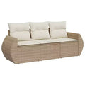 vidaXL 4 Piece Patio Sofa Set with Cushions Poly Rattan - Black and Cream, Brown and Cream, Gray, Beige and Cream - With Table, Without Table