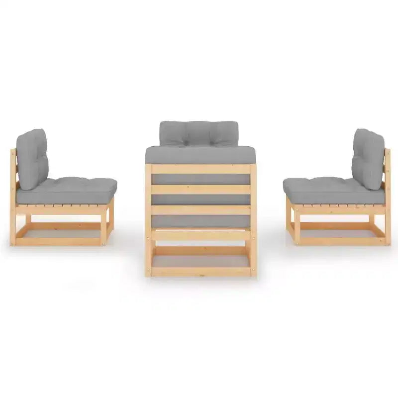 vidaXL Set de Muebles de Jardín de 4 Piezas, de Exterior, de Madera de Pino Maciza
