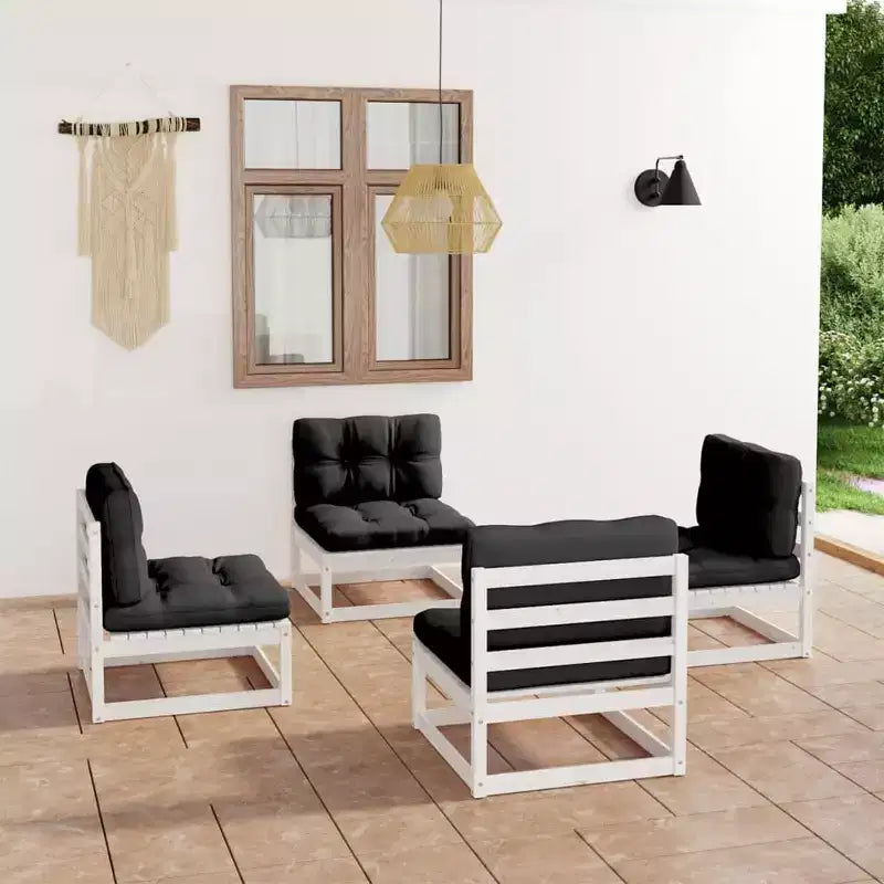 vidaXL Set de Muebles de Jardín de 4 Piezas, de Exterior, de Madera de Pino Maciza
