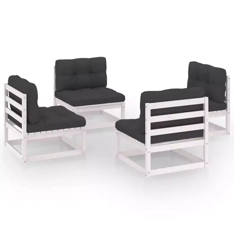 vidaXL Patio Furniture Set 4 Piece Outdoor Patio Lounge Set Solid Wood Pine