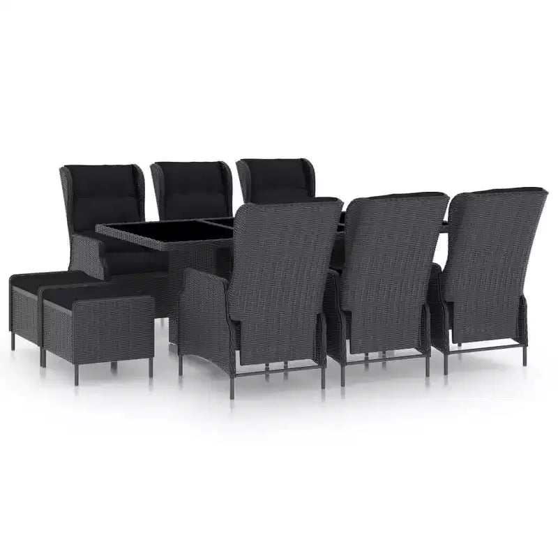 vidaXL Juego de comedor de patio, 9 piezas, mesa y sillas de comedor de exterior de ratán sintético