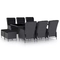vidaXL Juego de comedor de patio, 9 piezas, mesa y sillas de comedor de exterior de ratán sintético