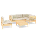 vidaXL Solid Pinewood Patio Lounge Set 6 Piece with Cushions