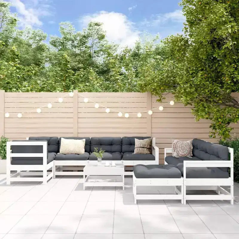 vidaXL Conjunto de Sofás de Jardín con Cojines Muebles de Exterior Madera Maciza
