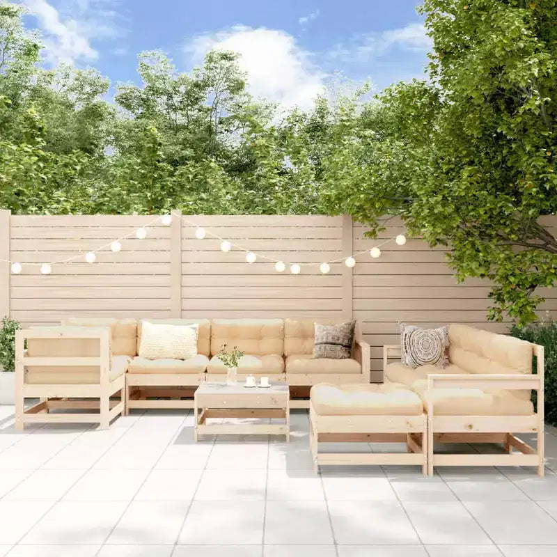 vidaXL Conjunto de Sofás de Jardín con Cojines Muebles de Exterior Madera Maciza