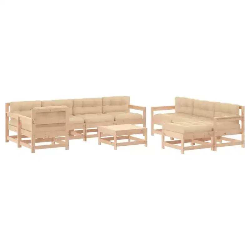 vidaXL Conjunto de Sofás de Jardín con Cojines Muebles de Exterior Madera Maciza