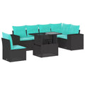vidaXL 7 Piece Garden Sofa Set with Cushions Poly Rattan