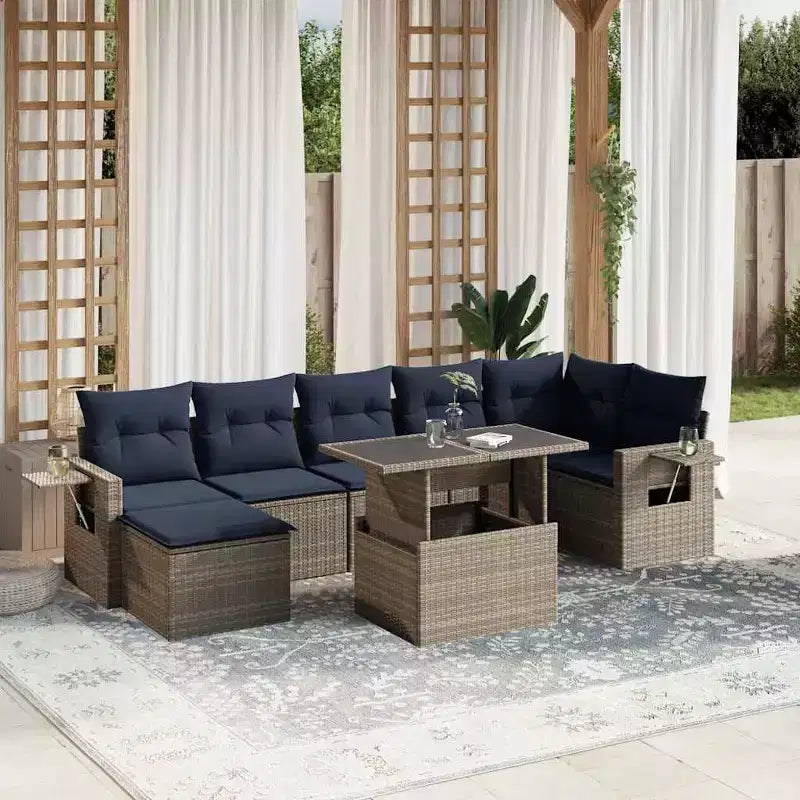 vidaXL 8 Piece Garden Sofa Set with Cushions Poly Rattan