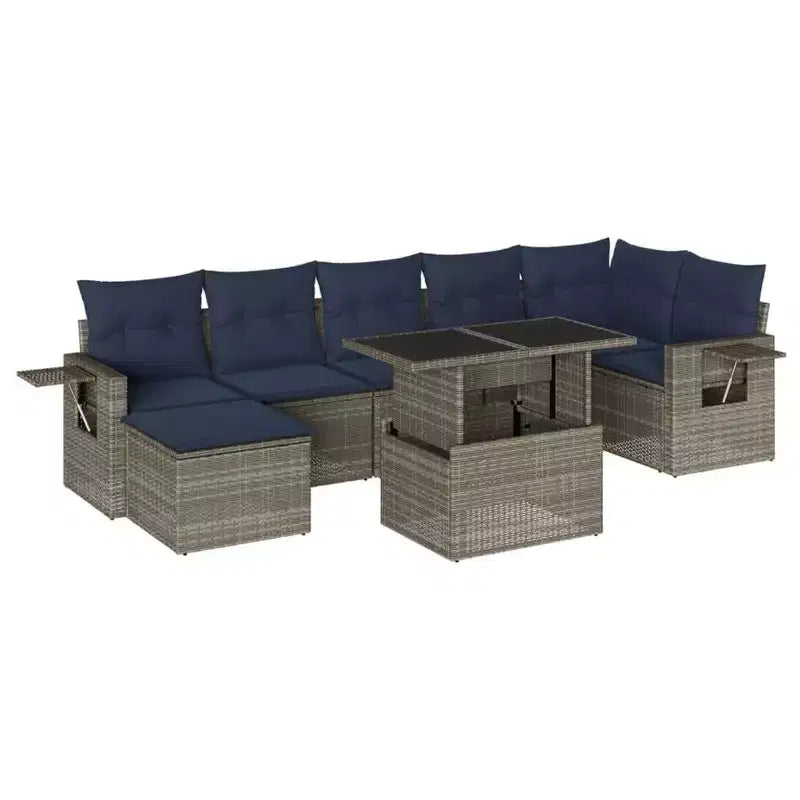 vidaXL 8 Piece Garden Sofa Set with Cushions Poly Rattan