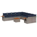 vidaXL 11 Piece Patio Sofa Set with Cushions Grey Poly Rattan (US only)