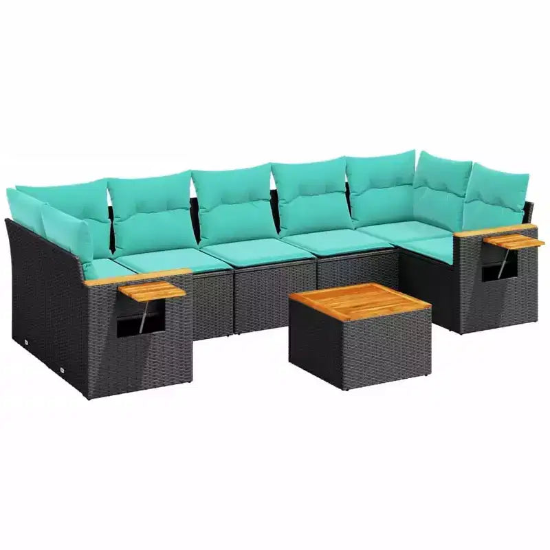 vidaXL 8 Piece Patio Sofa Set with Cushions Black Poly Rattan (US only)