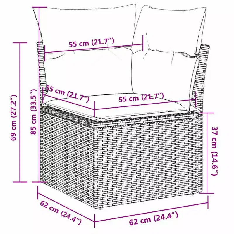 vidaXL 6 Piece Patio Sofa Set with Cushions Black Poly Rattan (US only)