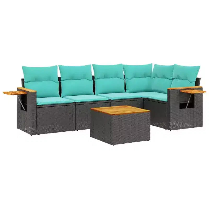 vidaXL 6 Piece Patio Sofa Set with Cushions Black Poly Rattan (US only)
