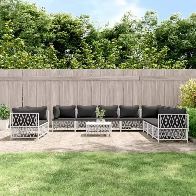 vidaXL 11 Piece Patio Furniture Set Garden Sectional Sofa with Cushions Steel