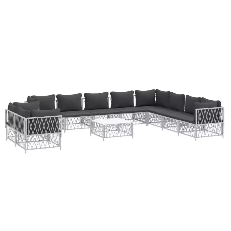vidaXL 11 Piece Patio Furniture Set Garden Sectional Sofa with Cushions Steel