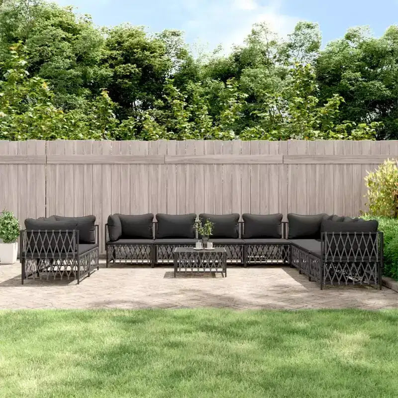 vidaXL 11 Piece Patio Furniture Set Garden Sectional Sofa with Cushions Steel