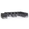 vidaXL 11 Piece Patio Furniture Set Garden Sectional Sofa with Cushions Steel