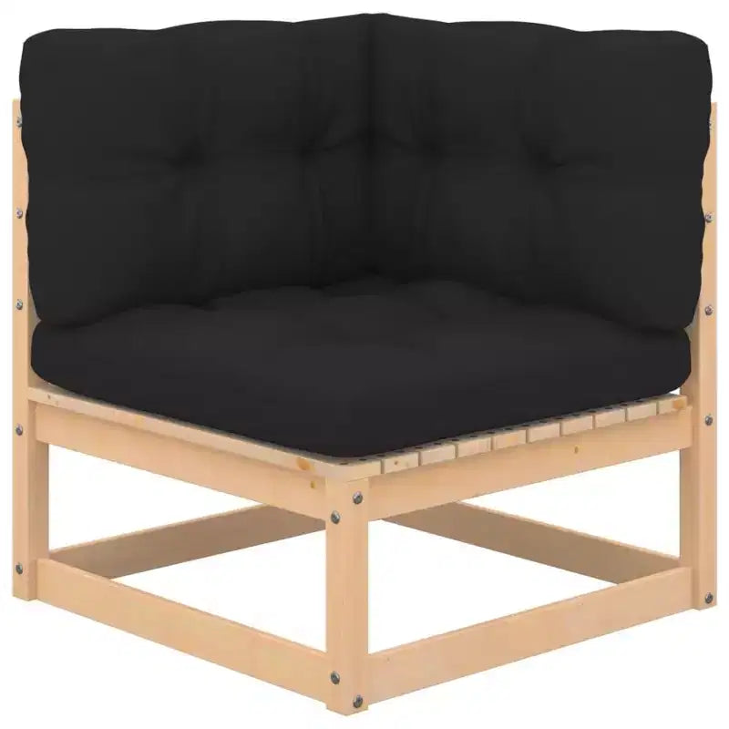 vidaXL Juego de 4 piezas de tumbonas para patio con cojines Madera de pino maciza - Natural Sí