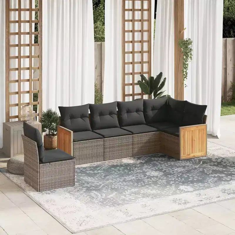 vidaXL Conjunto de Sofás de Jardín de 6 Piezas con Cojines Ratán Sintético, Sofá Seccional Modular para Exterior, Varios Colores/Modelos
