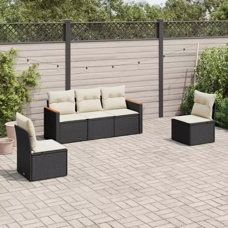 vidaXL 6 Piece Patio Sofa Set with Cushions Beige Poly Rattan