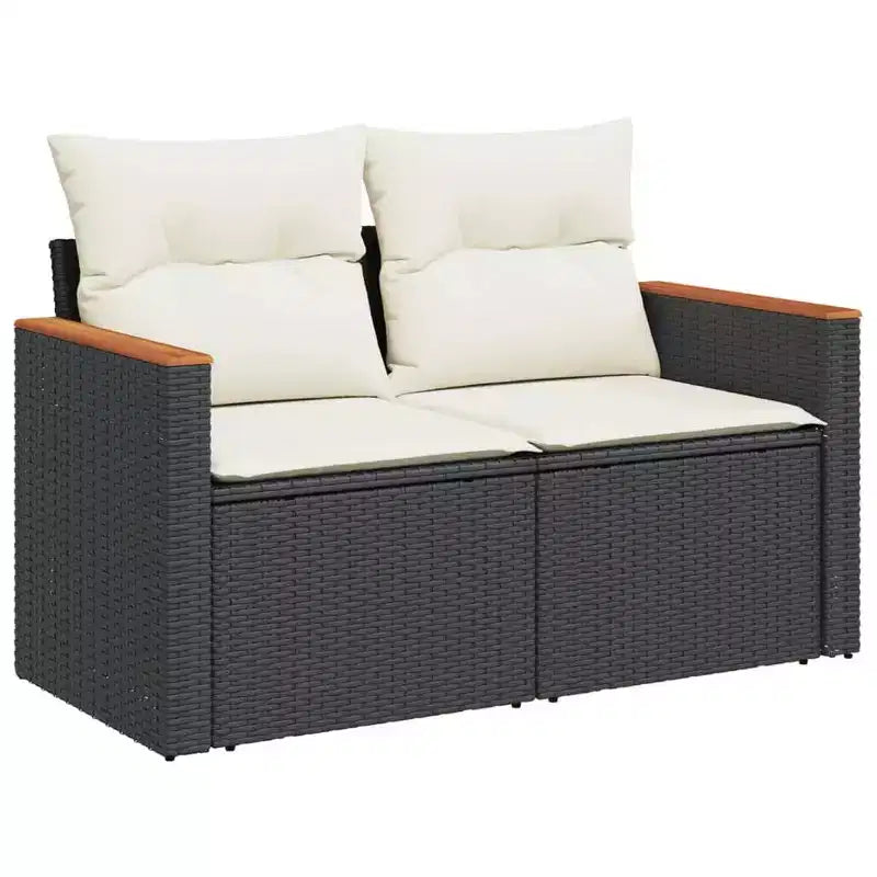 vidaXL 6 Piece Patio Sofa Set with Cushions Beige Poly Rattan