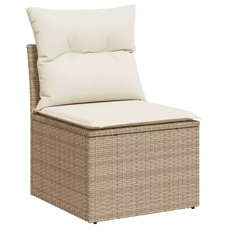 vidaXL 6 Piece Patio Sofa Set with Cushions Beige Poly Rattan