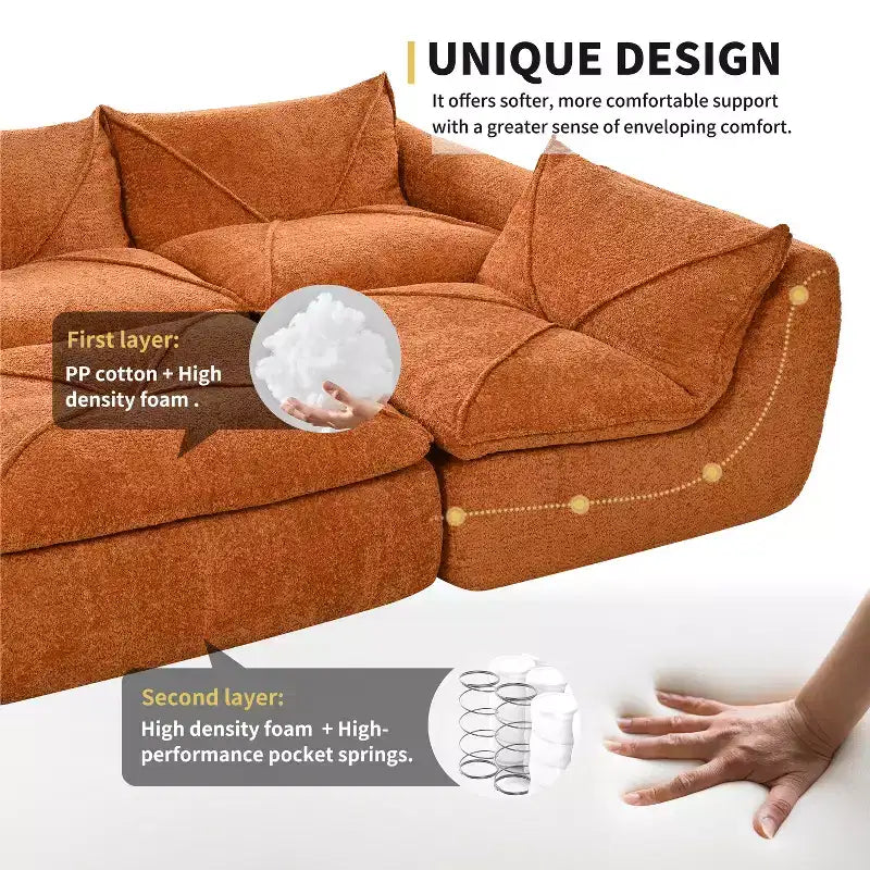 GDFStudio Milo Modern 116 Chenille Fully Compressed Modular Sofa with High-Density Foam and Ottoman