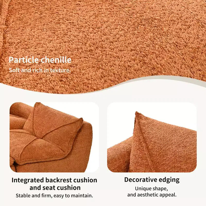 GDFStudio Milo Modern 116 Chenille Fully Compressed Modular Sofa with High-Density Foam and Ottoman
