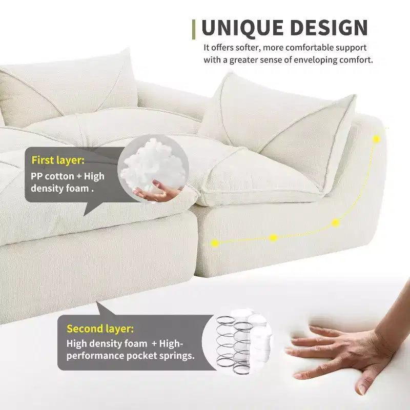 GDFStudio Milo Modern 116 Chenille Fully Compressed Modular Sofa with High-Density Foam and Ottoman