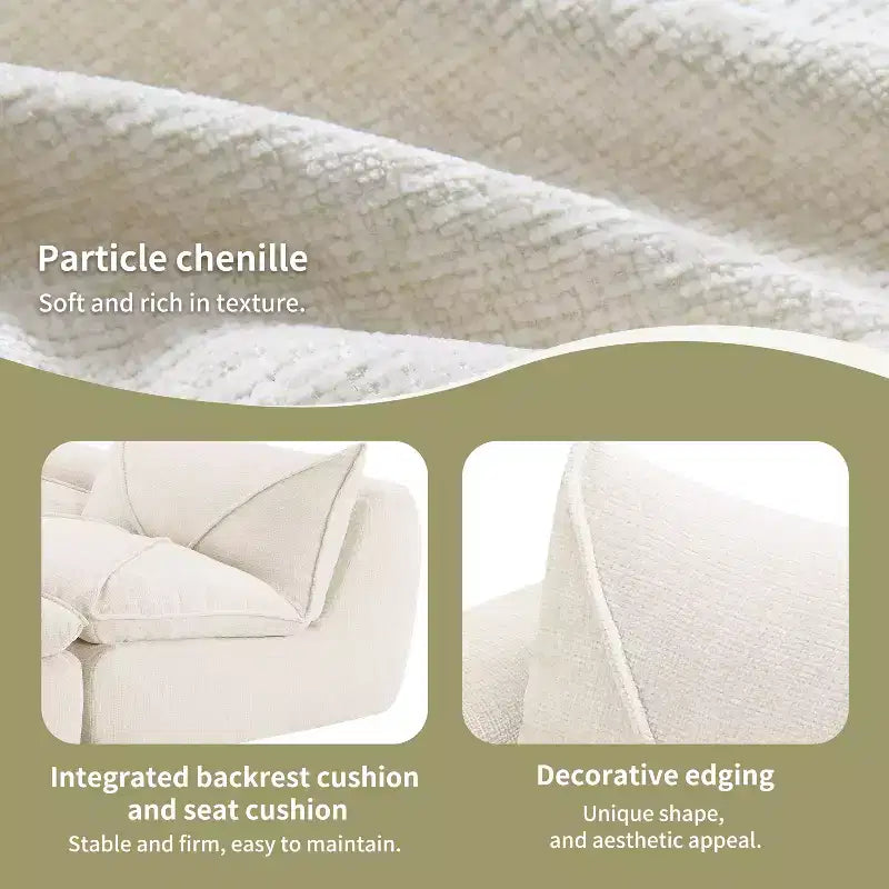 GDFStudio Milo Modern 116 Chenille Fully Compressed Modular Sofa with High-Density Foam and Ottoman