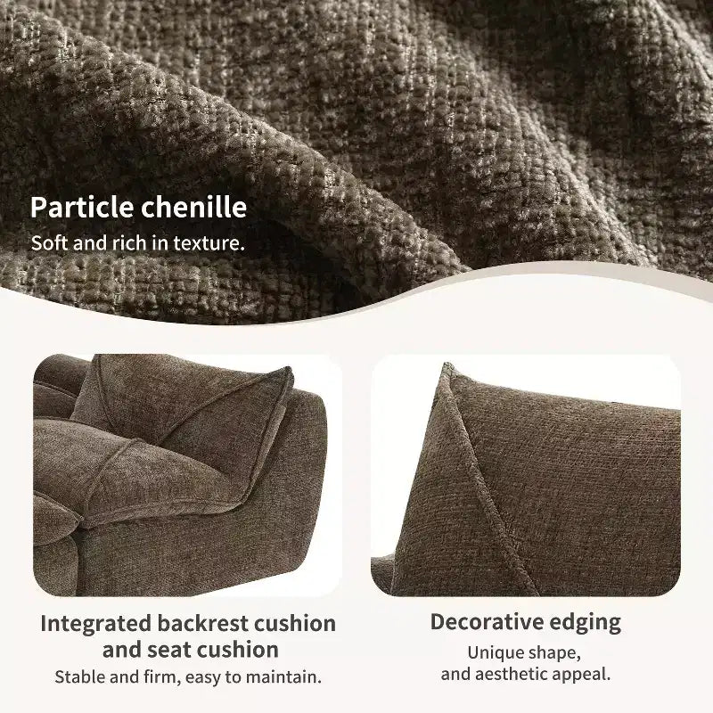 GDFStudio Milo Modern 116 Chenille Fully Compressed Modular Sofa with High-Density Foam and Ottoman