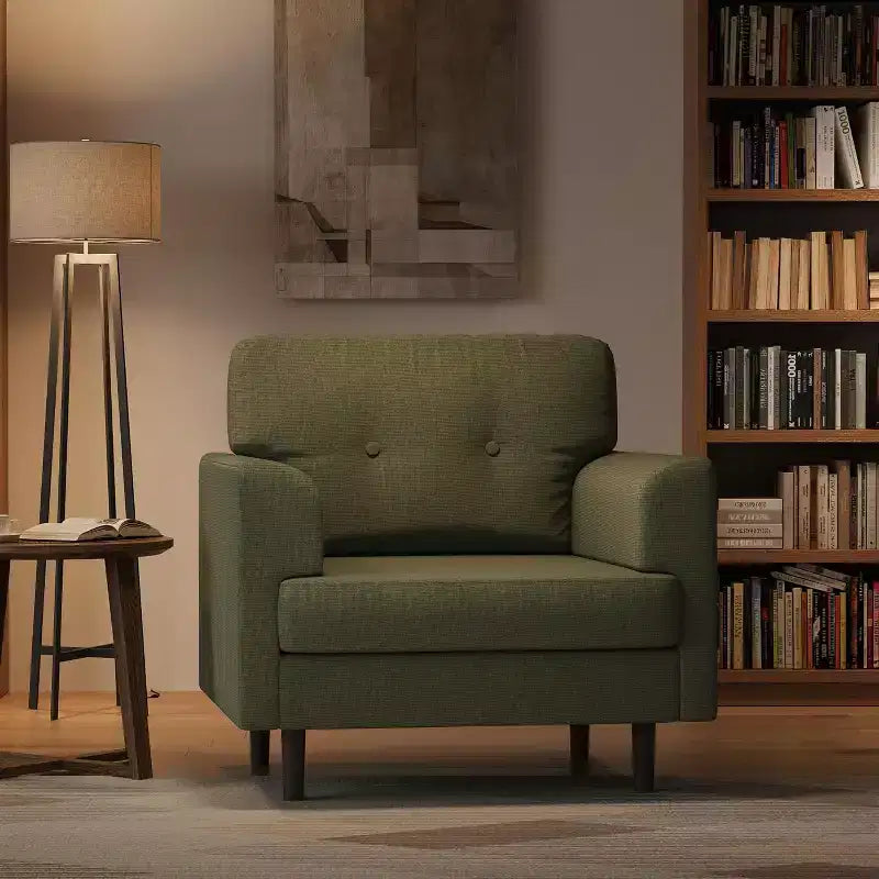 38 Wide Armrest Accent Chair, Linen Upholstered Reading & Lounge Chair for Living Room, Bedroom, Office, Reading Nook, Comfortable Single Sofa Chair