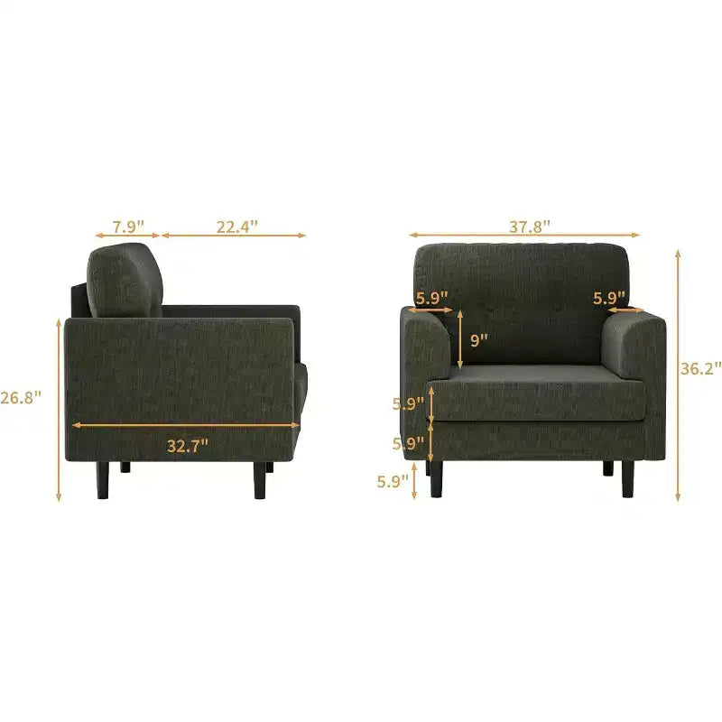 38 Wide Armrest Accent Chair, Linen Upholstered Reading & Lounge Chair for Living Room, Bedroom, Office, Reading Nook, Comfortable Single Sofa Chair