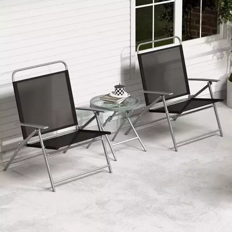 Ensemble de 3 chaises pliantes de patio en métal pour l'extérieur