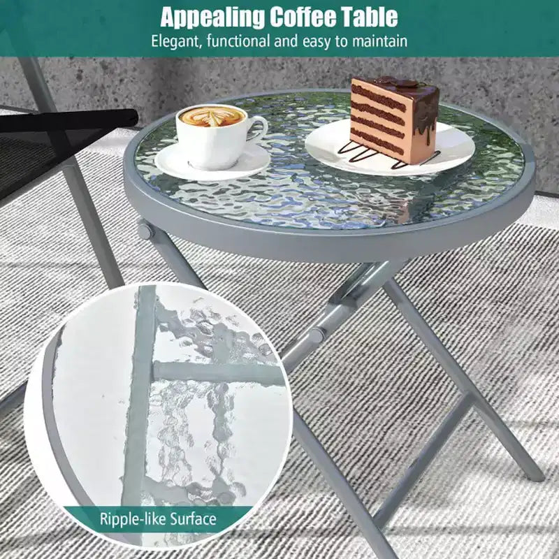 Ensemble de 3 chaises pliantes de patio en métal pour l'extérieur