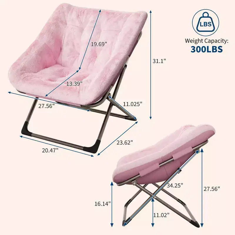 Folding Lazy Sofa Chair - Comfy Saucer Lounger with Plush Cushion & Metal Legs,Space-Saving Design for Living Rooms, Apartments & Dorms
