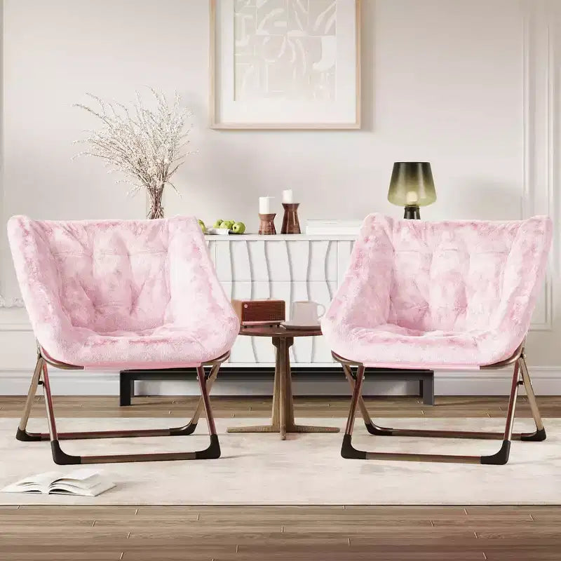 Folding Lazy Sofa Chair - Comfy Saucer Lounger with Plush Cushion & Metal Legs,Space-Saving Design for Living Rooms, Apartments & Dorms