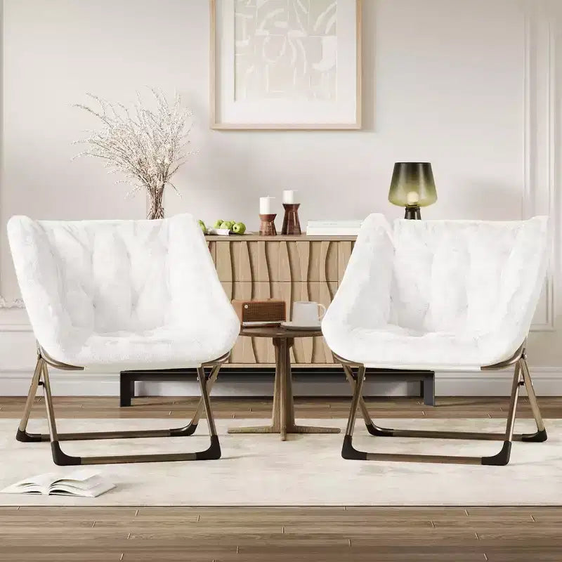 Folding Lazy Sofa Chair - Comfy Saucer Lounger with Plush Cushion & Metal Legs,Space-Saving Design for Living Rooms, Apartments & Dorms