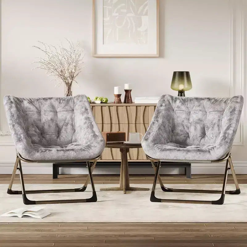 Folding Lazy Sofa Chair - Comfy Saucer Lounger with Plush Cushion & Metal Legs,Space-Saving Design for Living Rooms, Apartments & Dorms